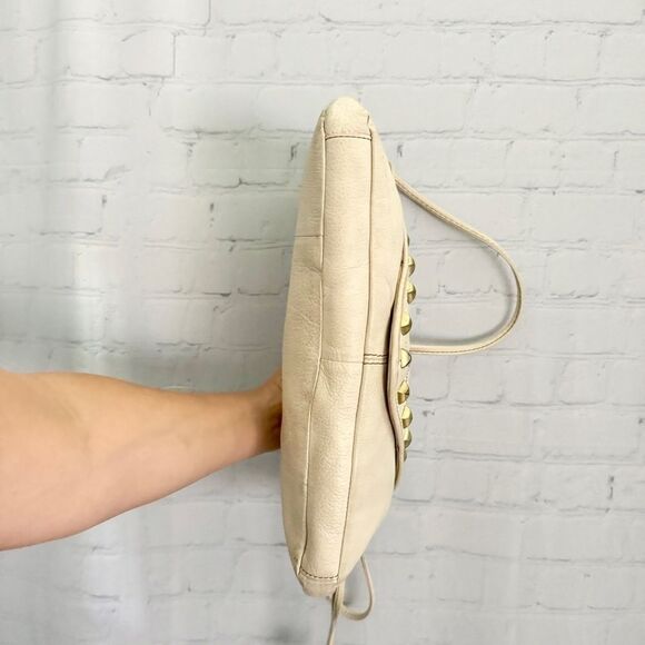 Vince Camuto ivory pebbled leather studded tassel shoulder bag - Picture 6 of 16
